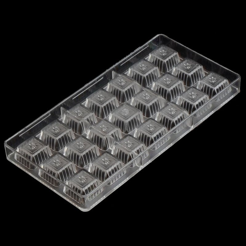 GRAINRAIN Polycarbonate Chocolate Mold DIY Candy Mould Clear Hard Plastic Bakeware Pastry Tools Square Plum (S2-19271) - Image 3